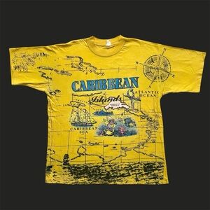 Vintage 90s Velero AOP Wraparound Caribbean Single Stitch Graphic Tee Large